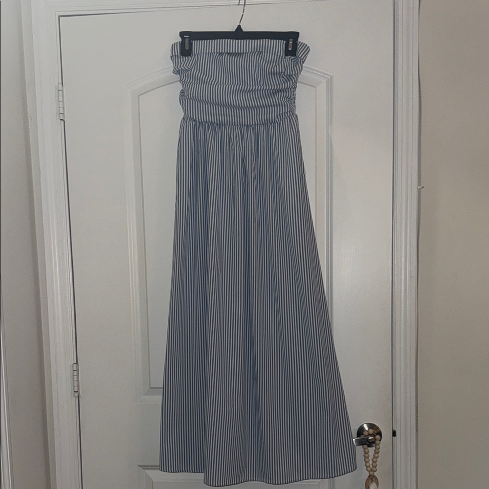 Striped Strapless Maxi Dress